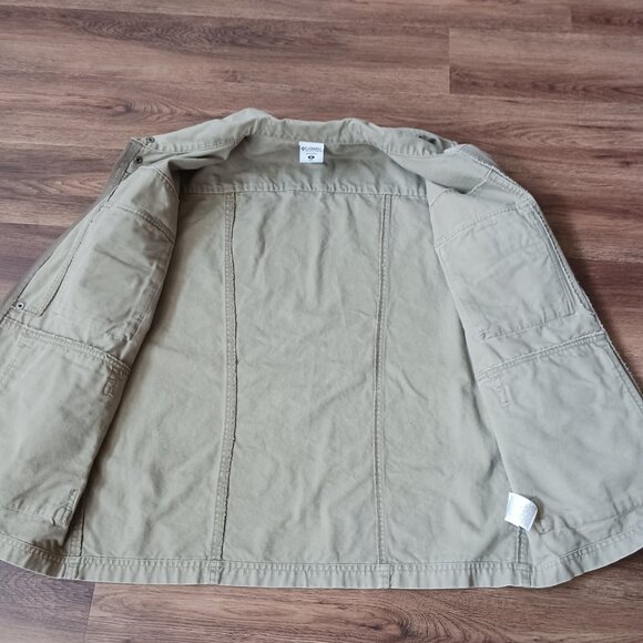 Columbia Vest Mens Medium Tan Khaki Cargo Canvas Full Zip Fishing Hiking Safari - Picture 6 of 8